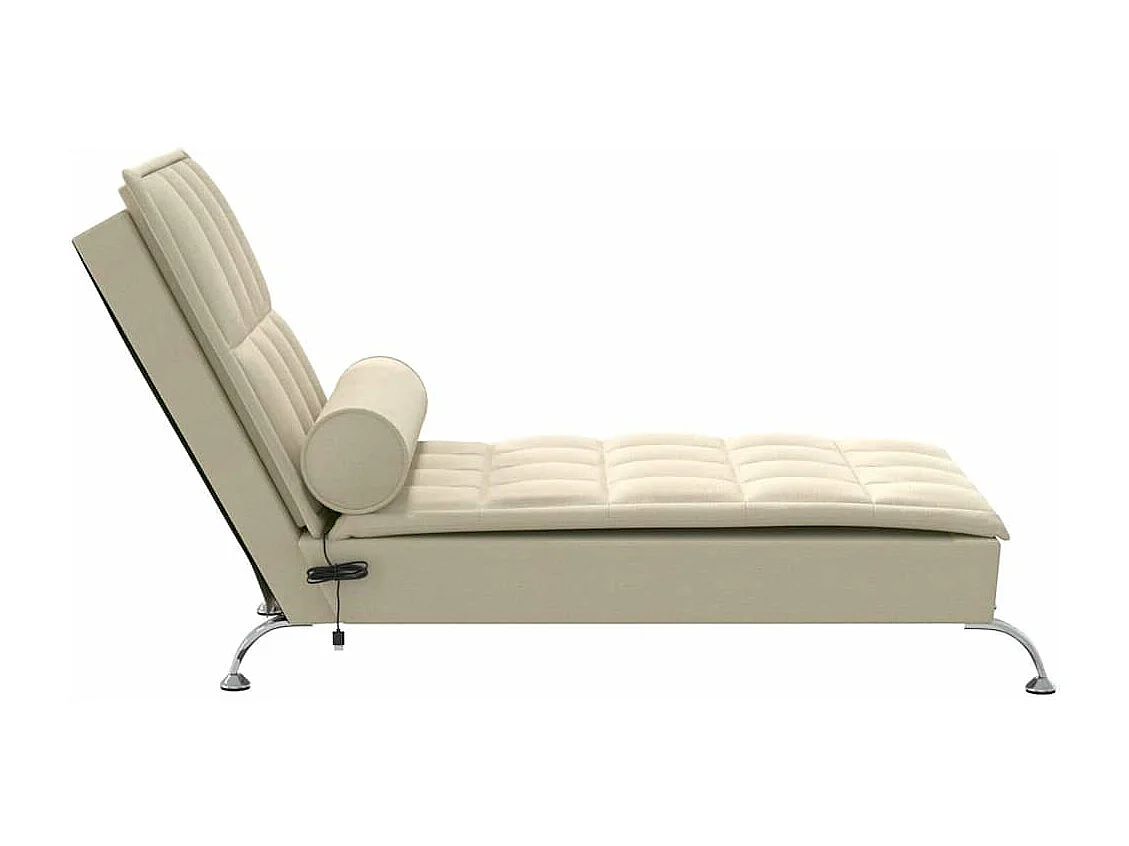 Chaise Longue Massaggi con Capezzale Crema in Tessuto