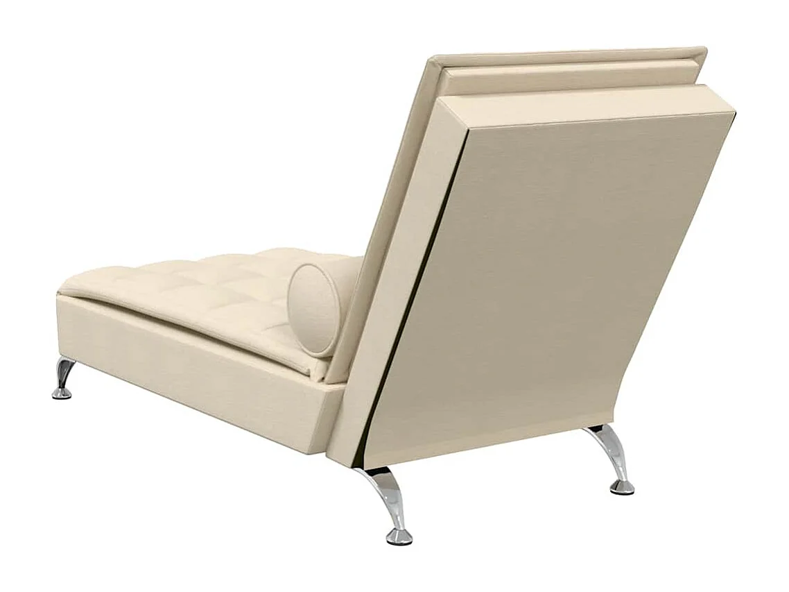 Chaise longue de massage avec traversin crème tissu
