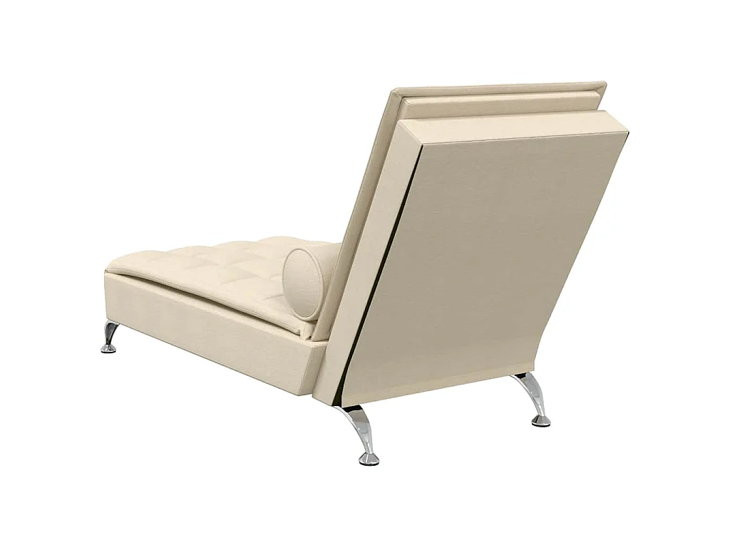 Chaise longue de massage avec traversin crème tissu