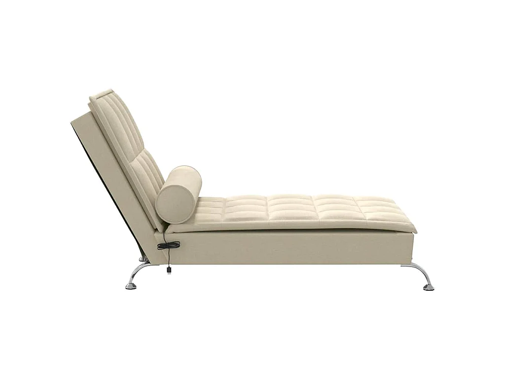 Chaise longue de massage avec traversin crème tissu