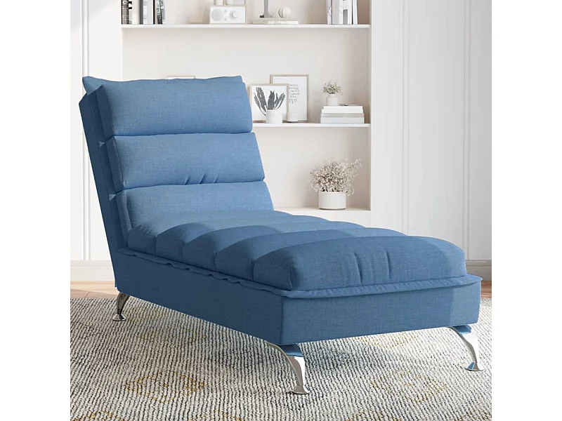 Chaise Longue con Cuscini Blu in Tessuto