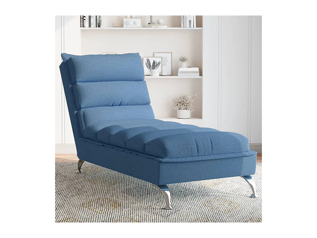 Chaise longue met kussens stof blauw
