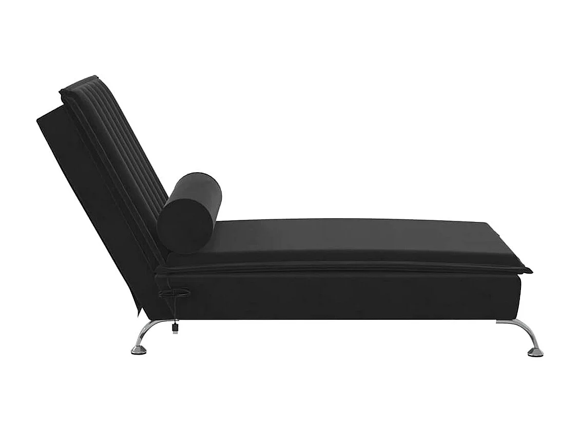 Chaise lounge de massagem com rolo veludo preto