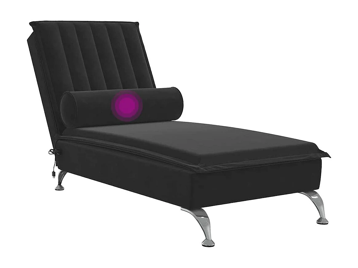 Chaise lounge de massagem com rolo veludo preto