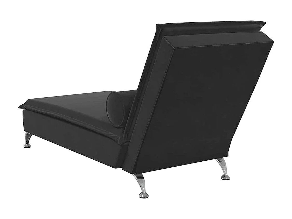 Massage-Chaiselongue mit Nackenrolle Schwarz Samt
