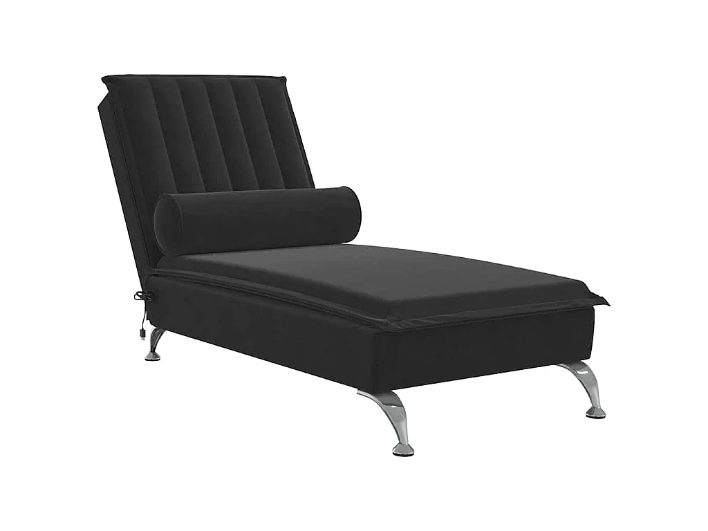 Chaise lounge de massagem com rolo veludo preto