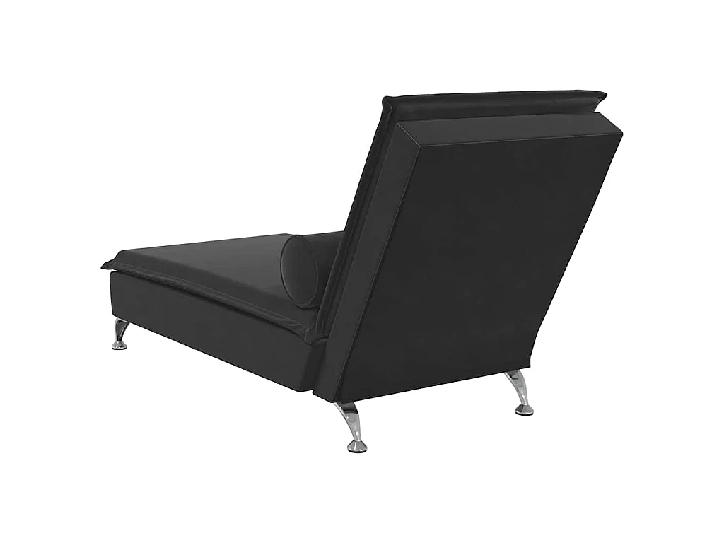 Chaise longue de massage avec traversin noir velours