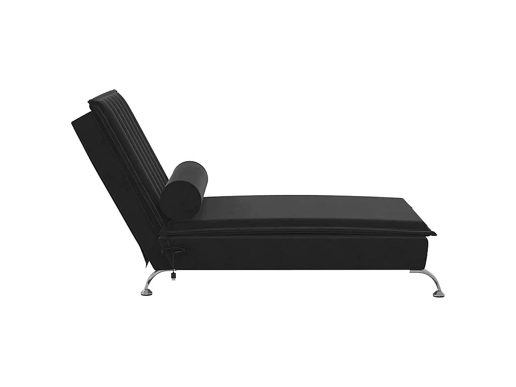 Chaise longue de massage avec traversin noir velours