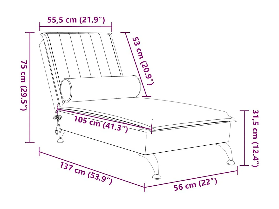 Chaise longue de massage avec traversin vert foncé velours