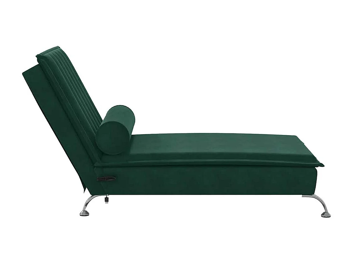 Chaise longue de massage avec traversin vert foncé velours