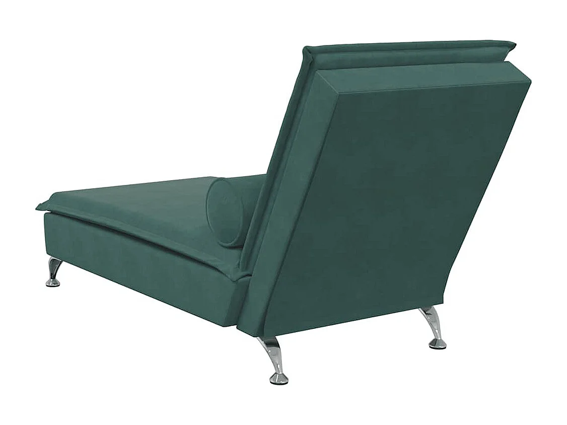 Chaise longue de massage avec traversin vert foncé velours
