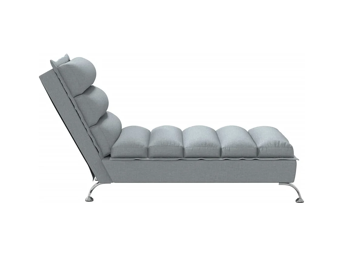 Chaise longue avec coussins gris clair tissu