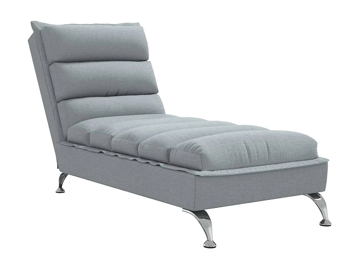 Chaise Longue con Cuscini Grigio Chiaro in Tessuto