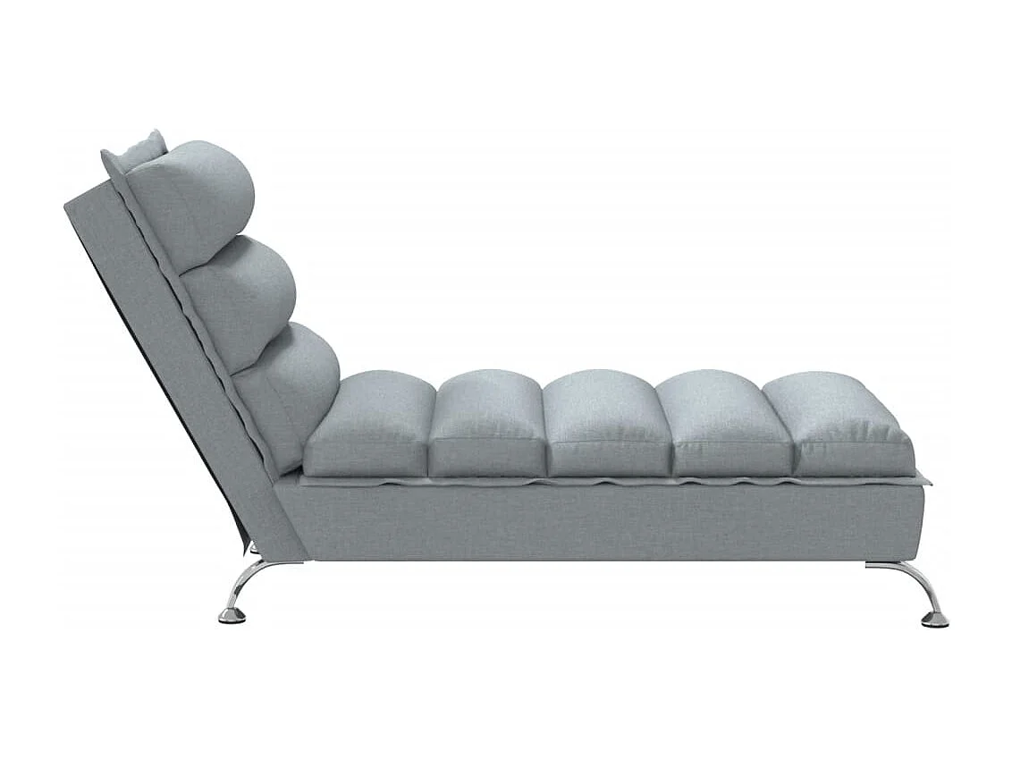 Chaise Longue con Cuscini Grigio Chiaro in Tessuto