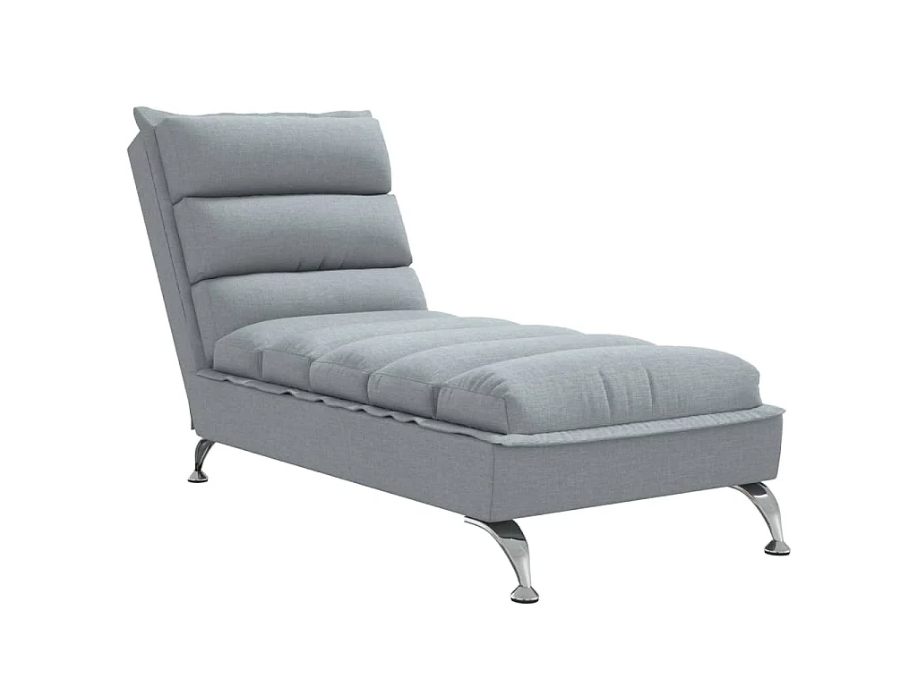 Chaise longue avec coussins gris clair tissu