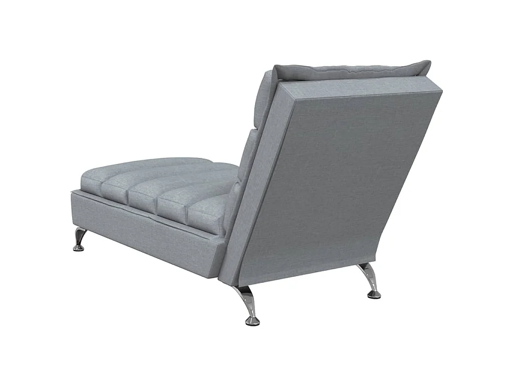 Chaise longue avec coussins gris clair tissu