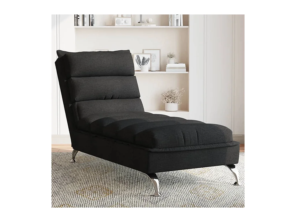 Chaise longue avec coussins noir tissu