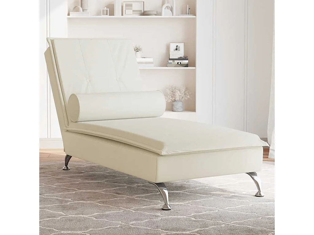 Chaise longue de massage avec traversin crème velours
