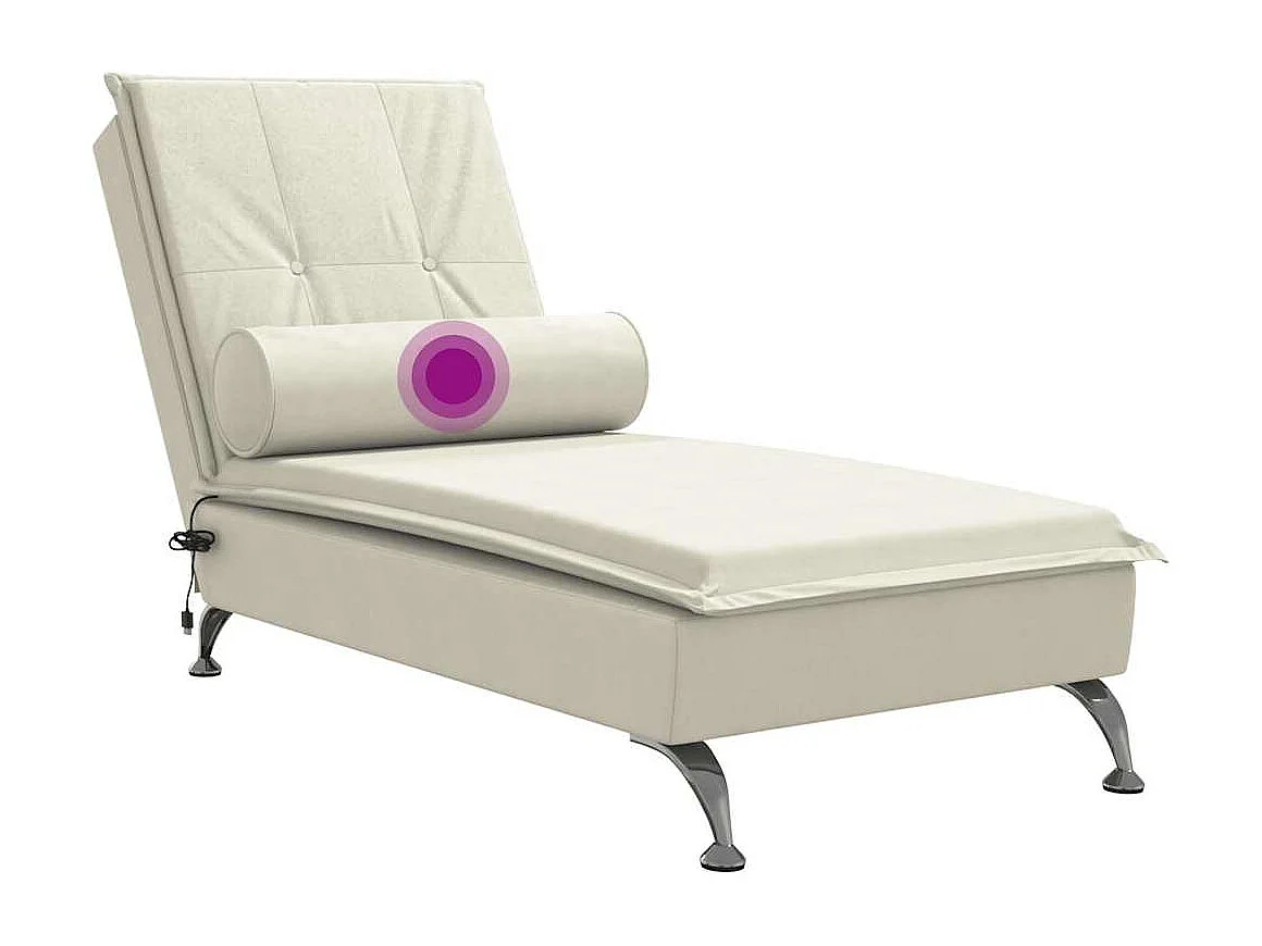 Chaise longue de massage avec traversin crème velours