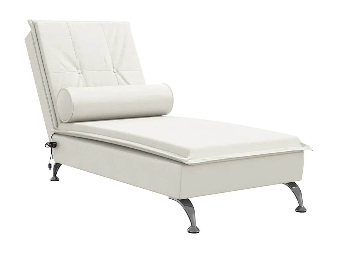 Chaise longue de massage avec traversin crème velours