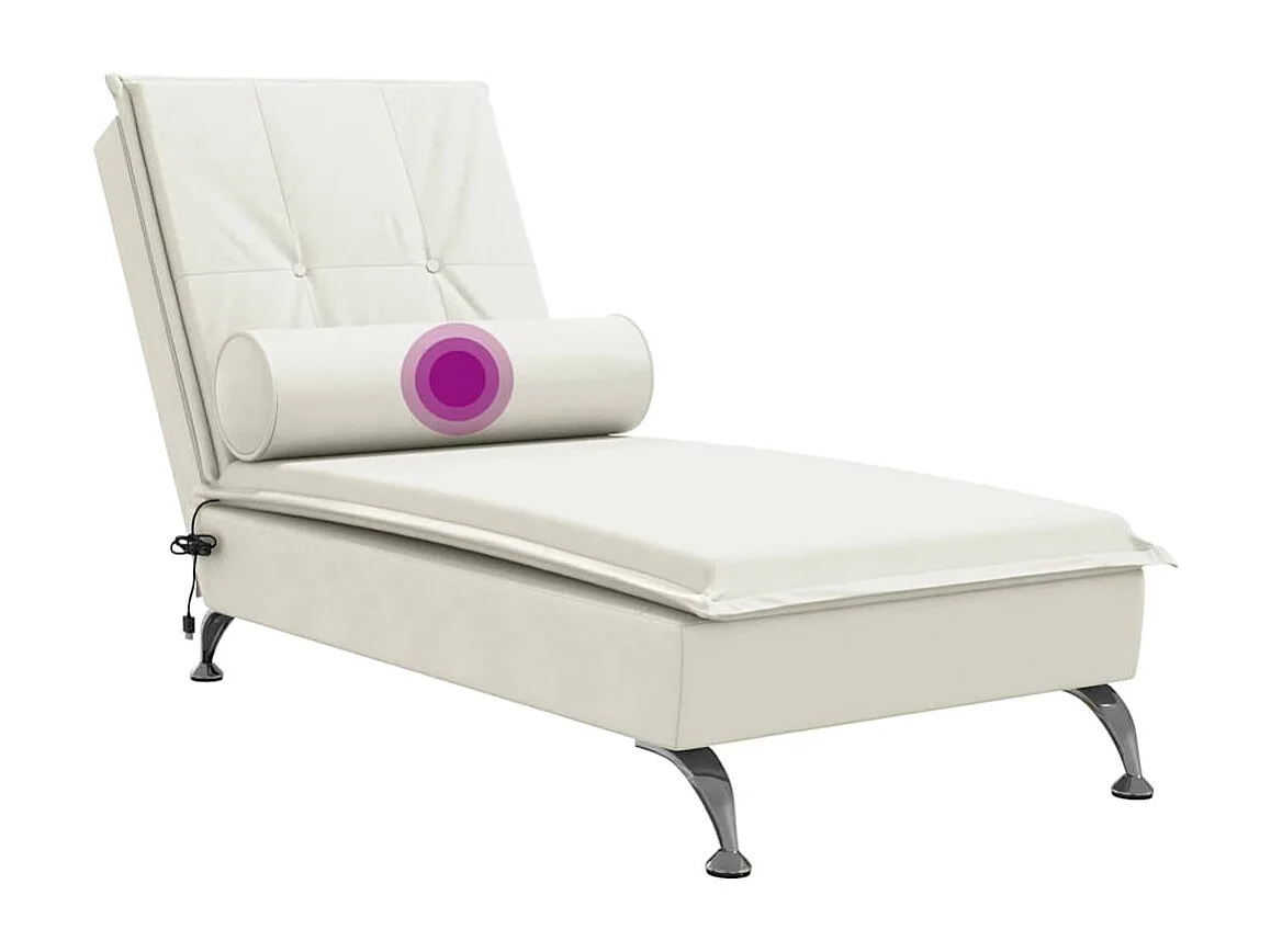 Chaise longue de massage avec traversin crème velours
