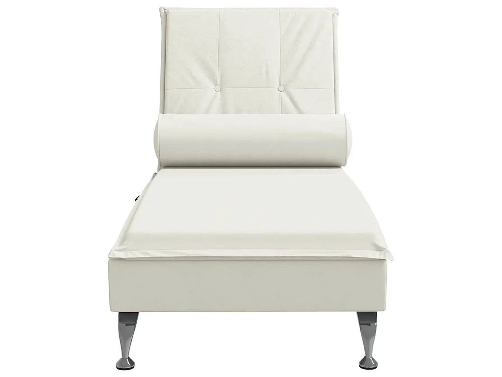 Massage-Chaiselongue mit Nackenrolle Creme Samt