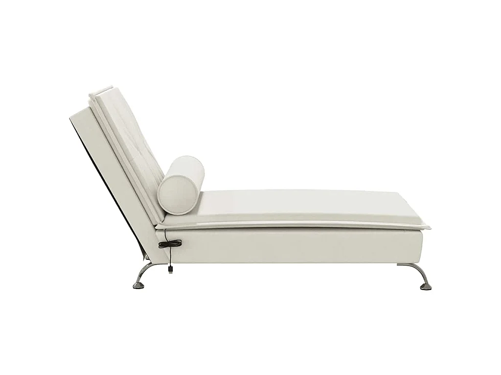 Massage-Chaiselongue mit Nackenrolle Creme Samt
