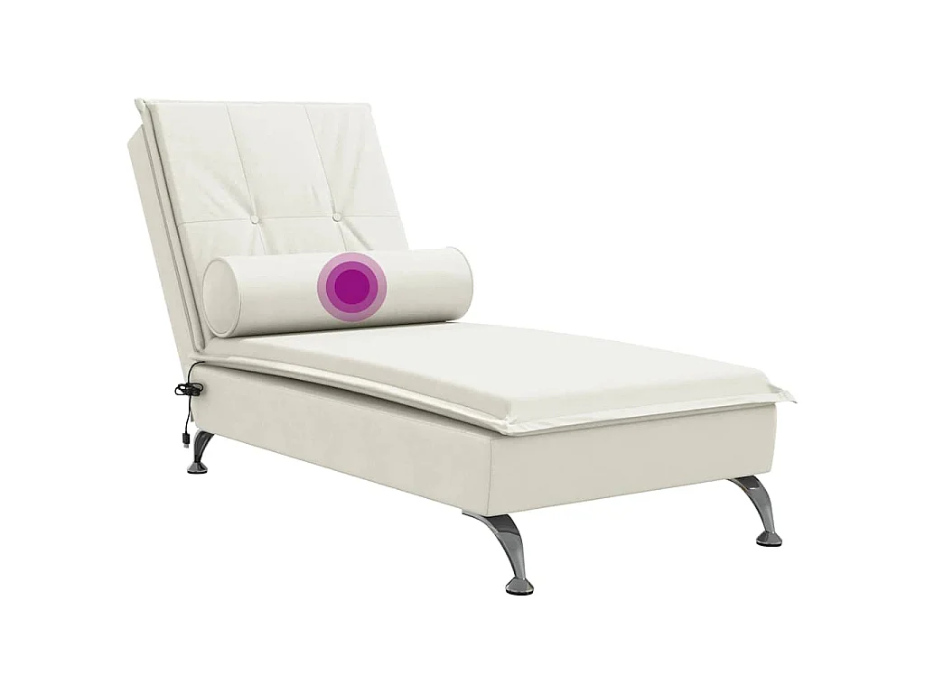 Massage-Chaiselongue mit Nackenrolle Creme Samt