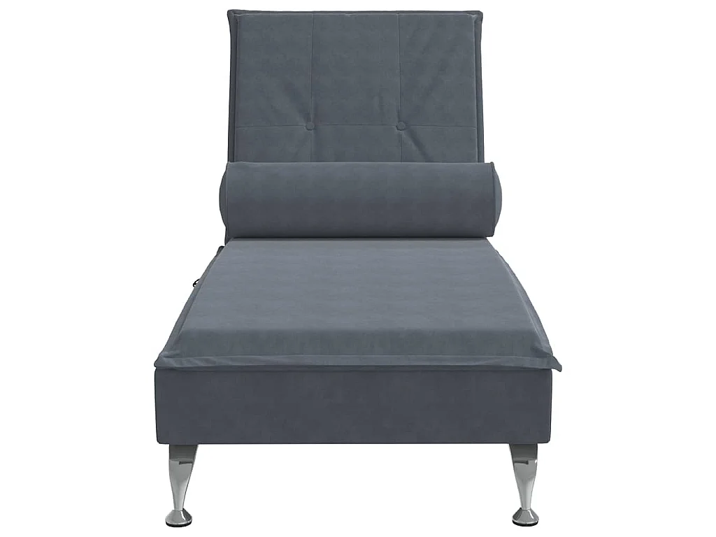 Chaise lounge de massagem com rolo veludo cinzento-escuro