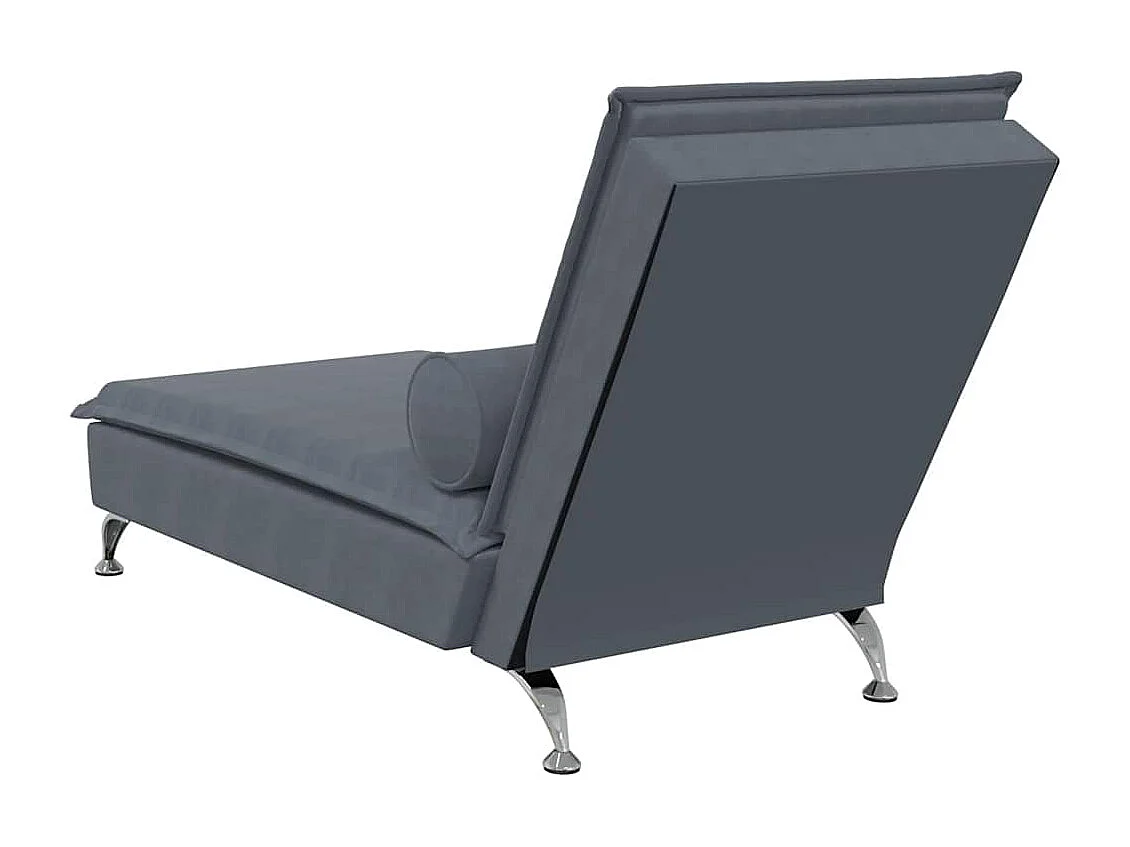 Chaise lounge de massagem com rolo veludo cinzento-escuro