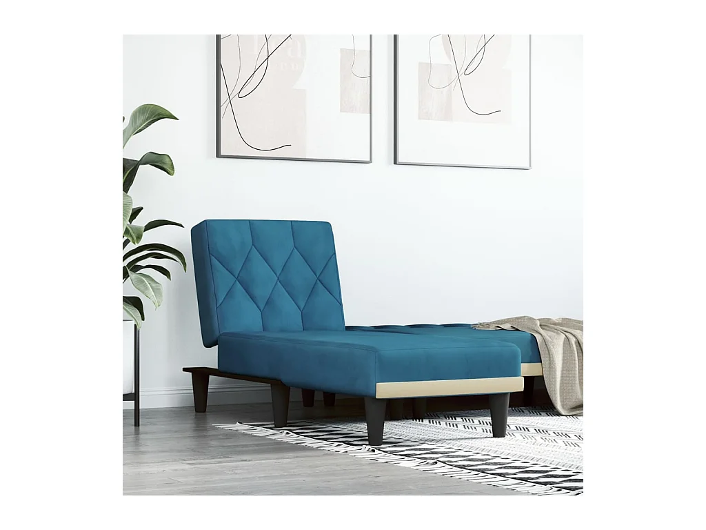 Chaise longue bleu velours