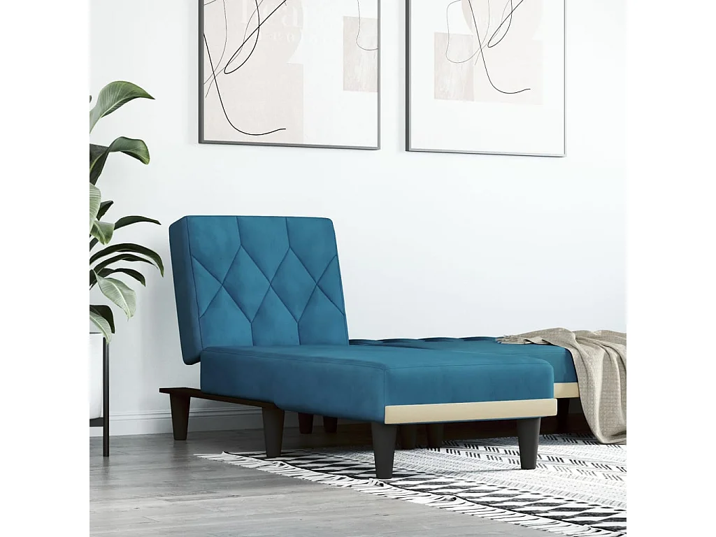Chaise longue bleu velours