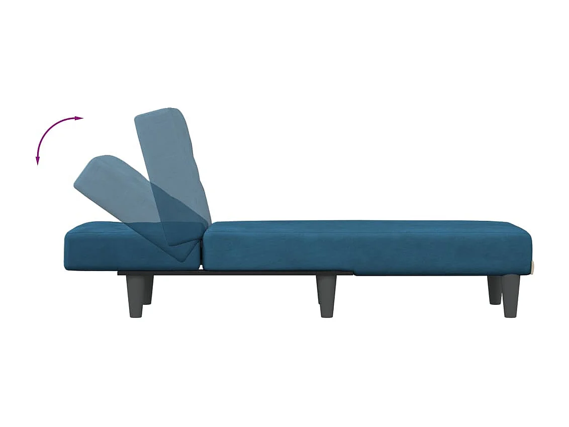 Chaise longue bleu velours