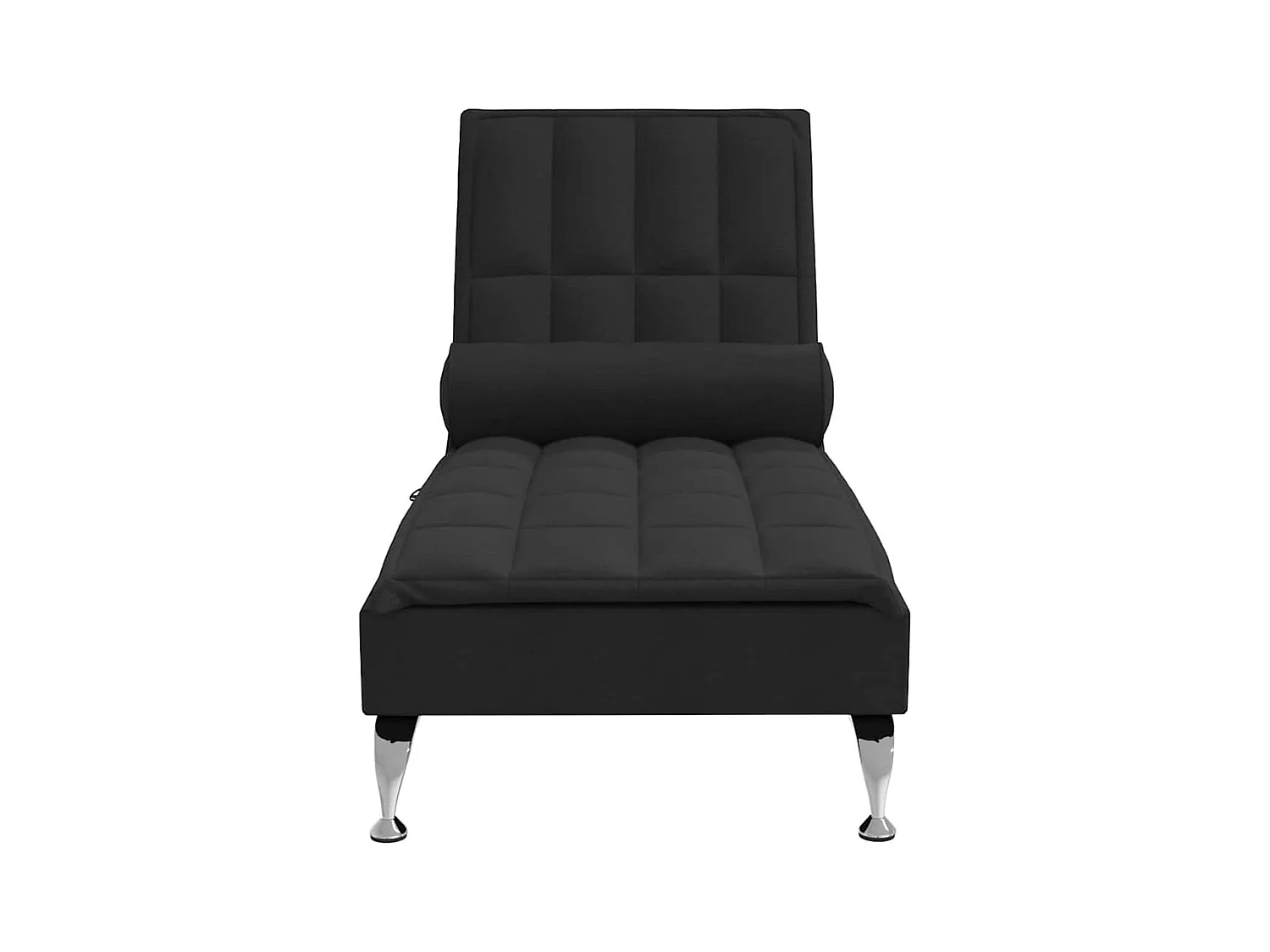 Massage chaise longue met bolster stof zwart