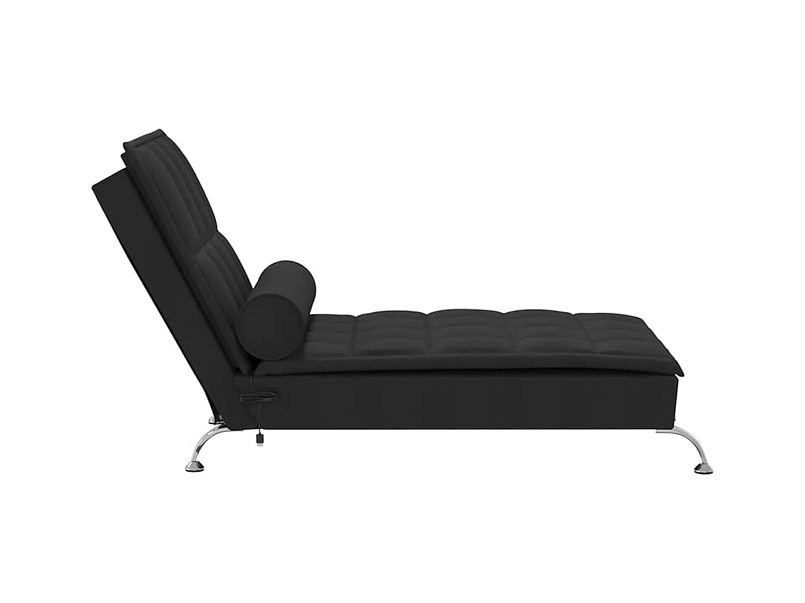 Massage chaise longue met bolster stof zwart