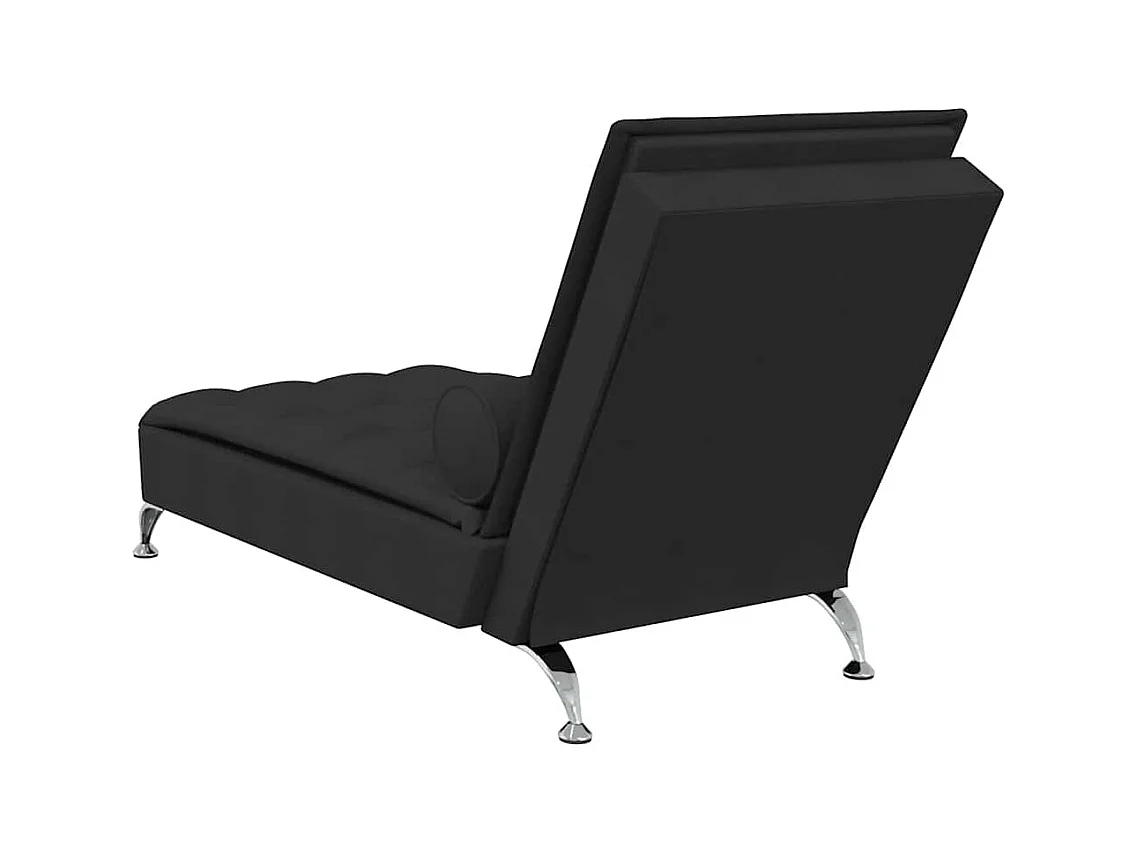 Massage chaise longue met bolster stof zwart