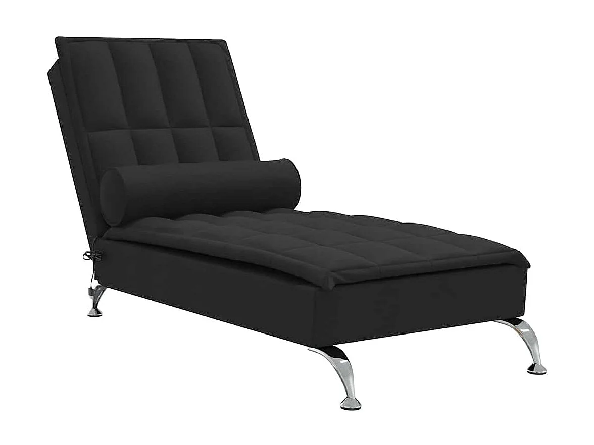 Massage-Chaiselongue mit Nackenrolle Schwarz Stoff