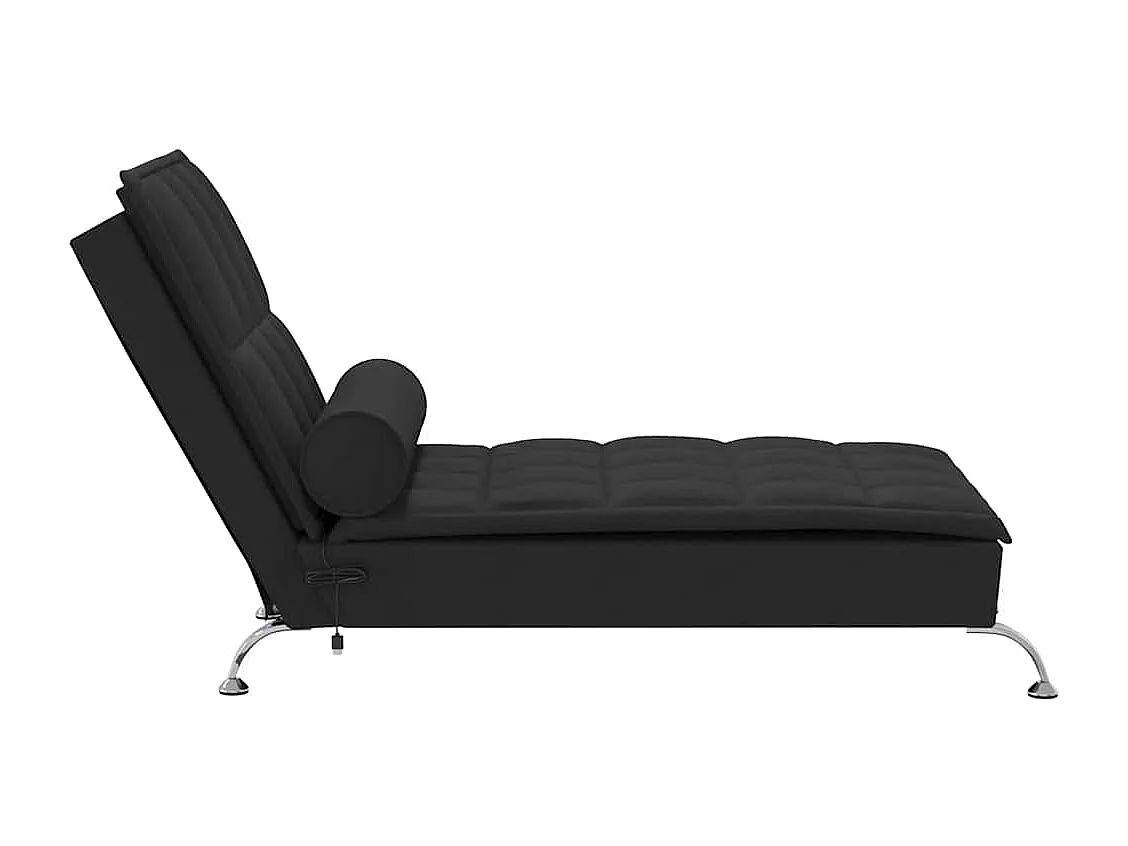 Massage-Chaiselongue mit Nackenrolle Schwarz Stoff