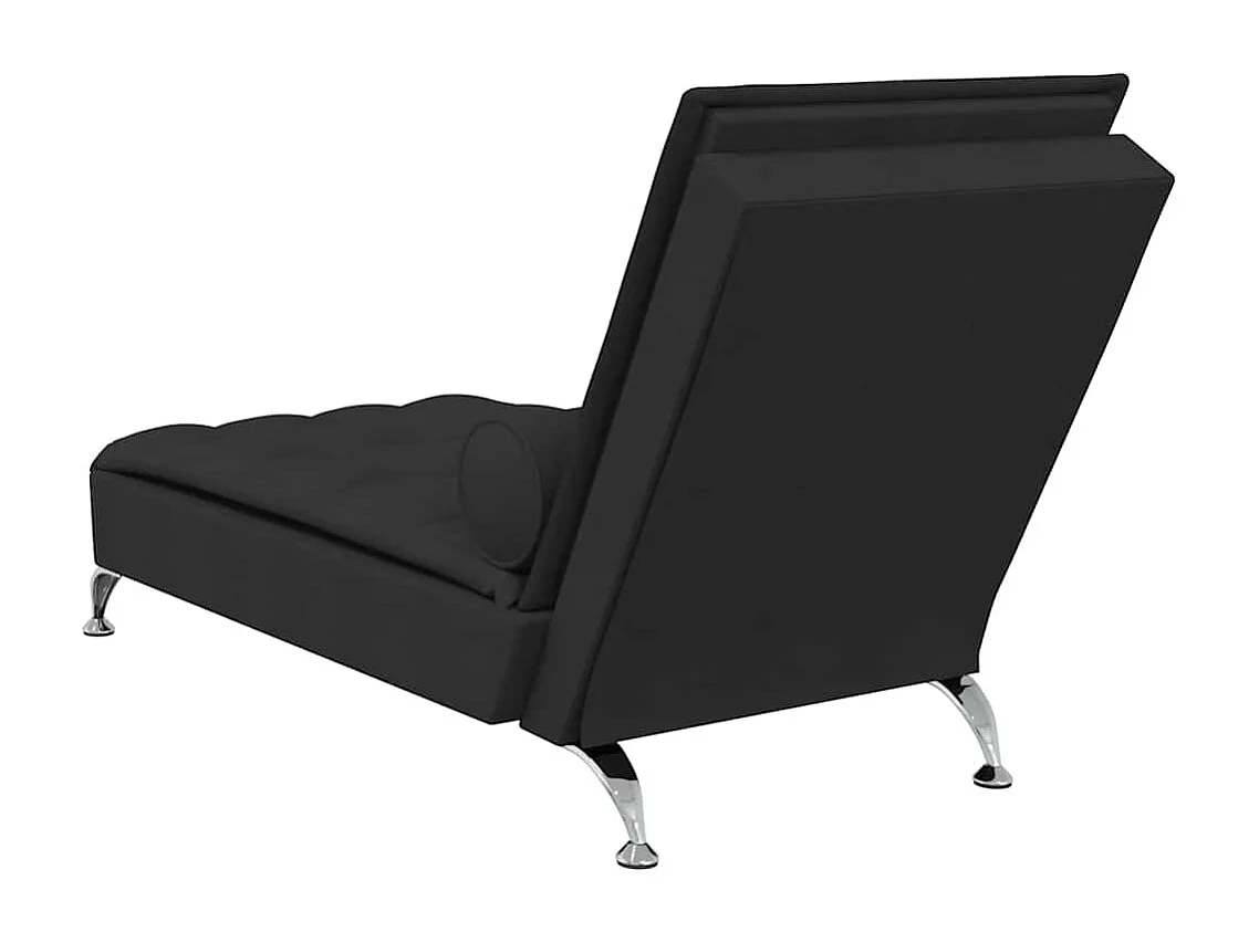 Massage-Chaiselongue mit Nackenrolle Schwarz Stoff