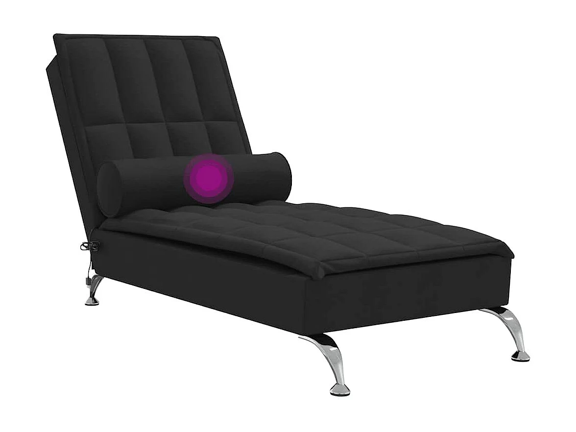 Massage-Chaiselongue mit Nackenrolle Schwarz Stoff