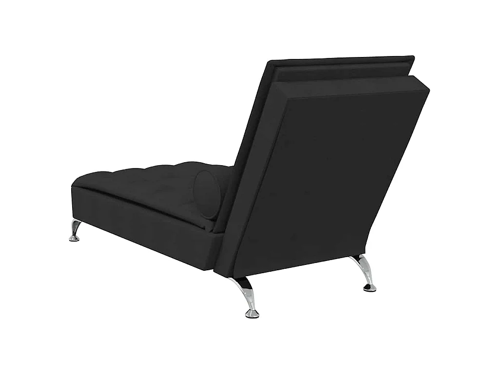 Chaise longue de massage avec traversin noir tissu