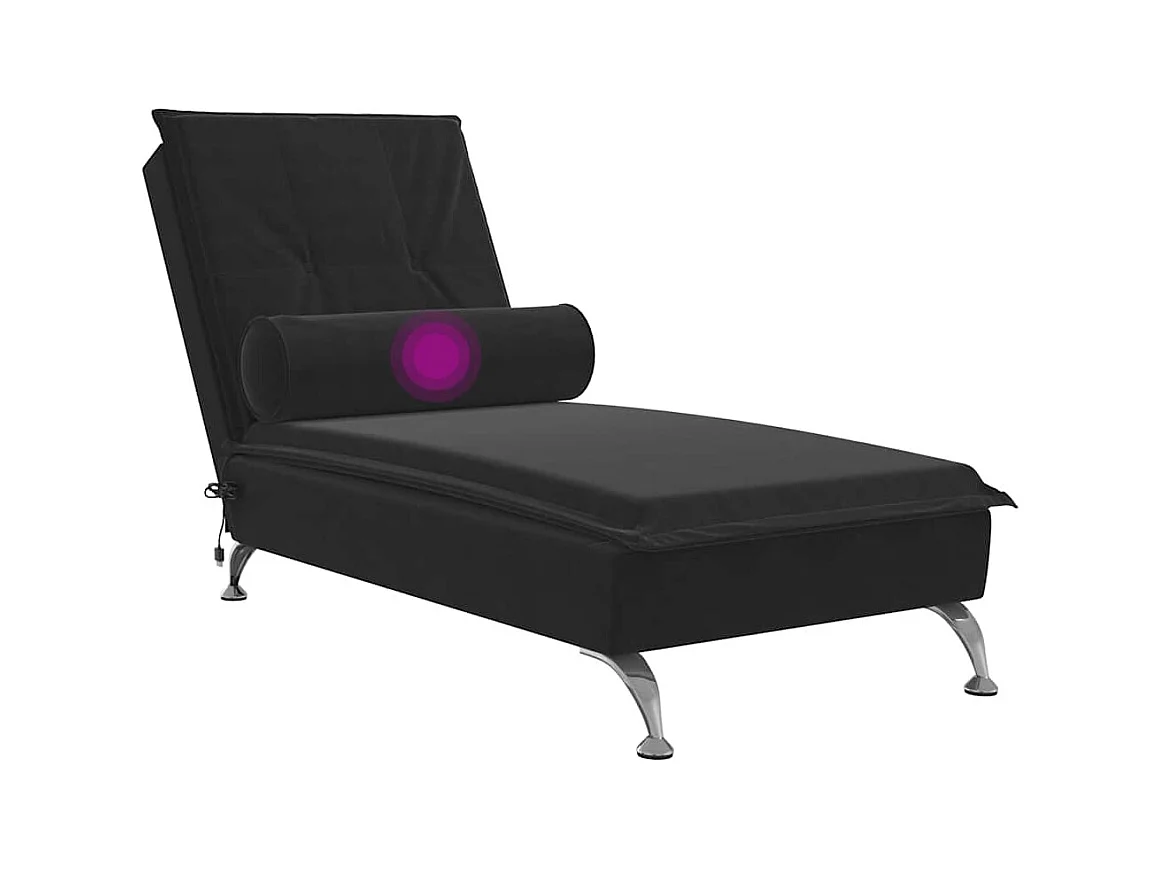 Chaise longue de massage avec traversin noir velours