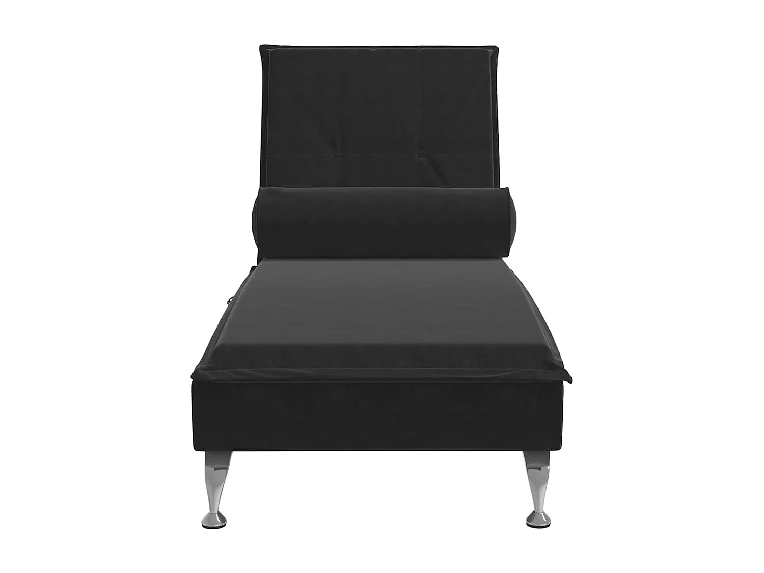 Massage chaise longue met bolster fluweel zwart