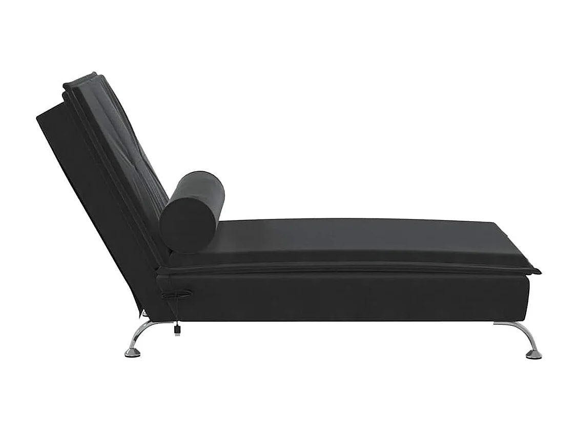 Massage chaise longue met bolster fluweel zwart