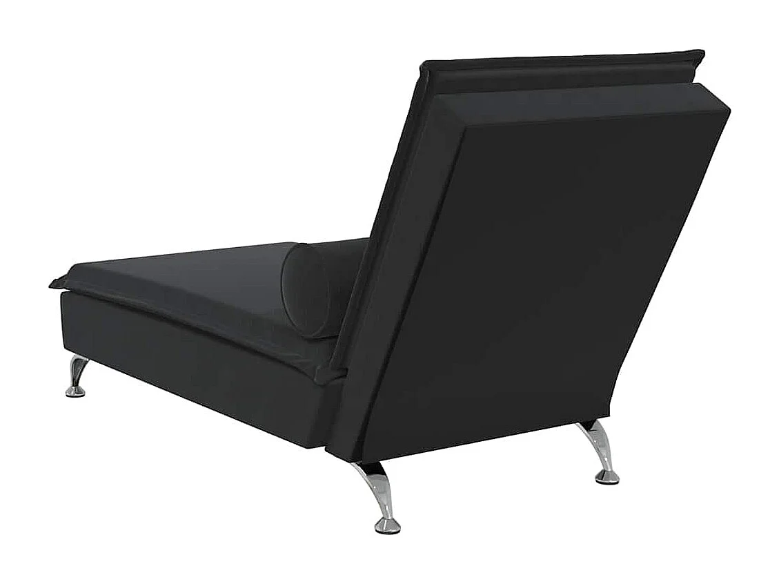 Massage chaise longue met bolster fluweel zwart