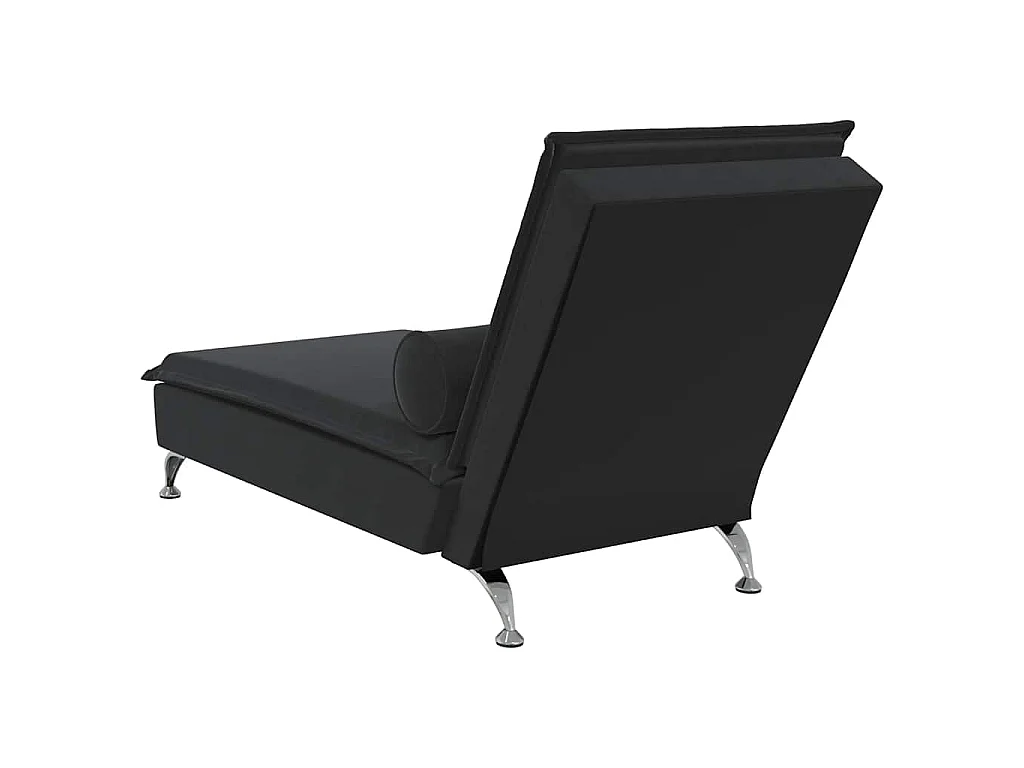 Chaise longue de massage avec traversin noir velours