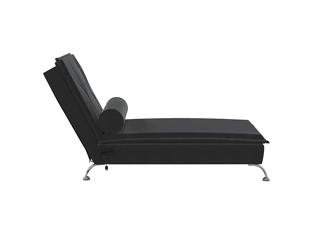 Chaise longue de massage avec traversin noir velours