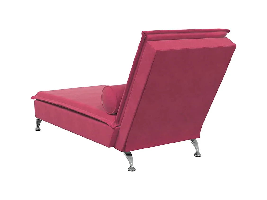 Chaise longue de massage avec traversin rouge bordeaux velours