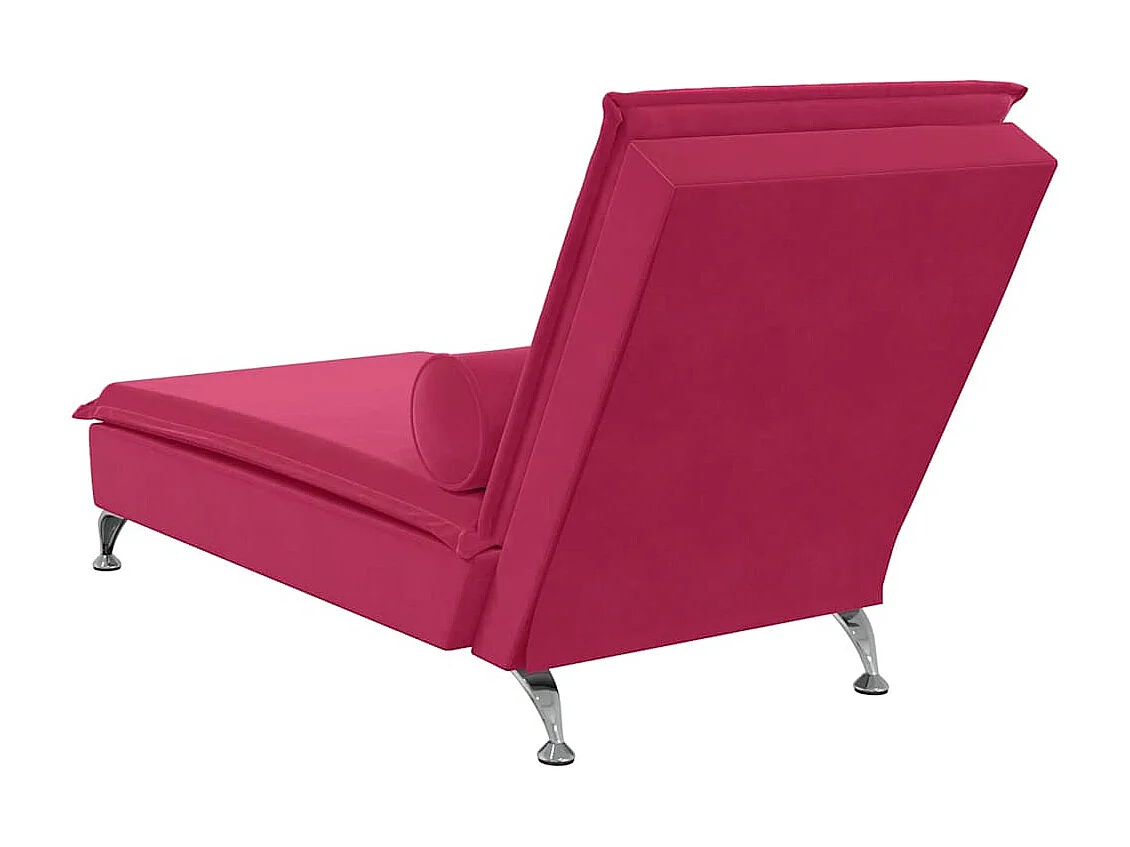 Chaise longue de massage avec traversin rouge bordeaux velours