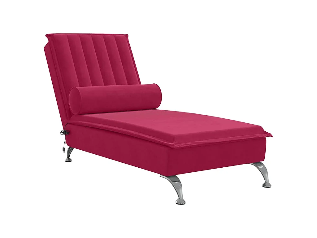 Chaise lounge de massagem com rolo veludo vermelho tinto